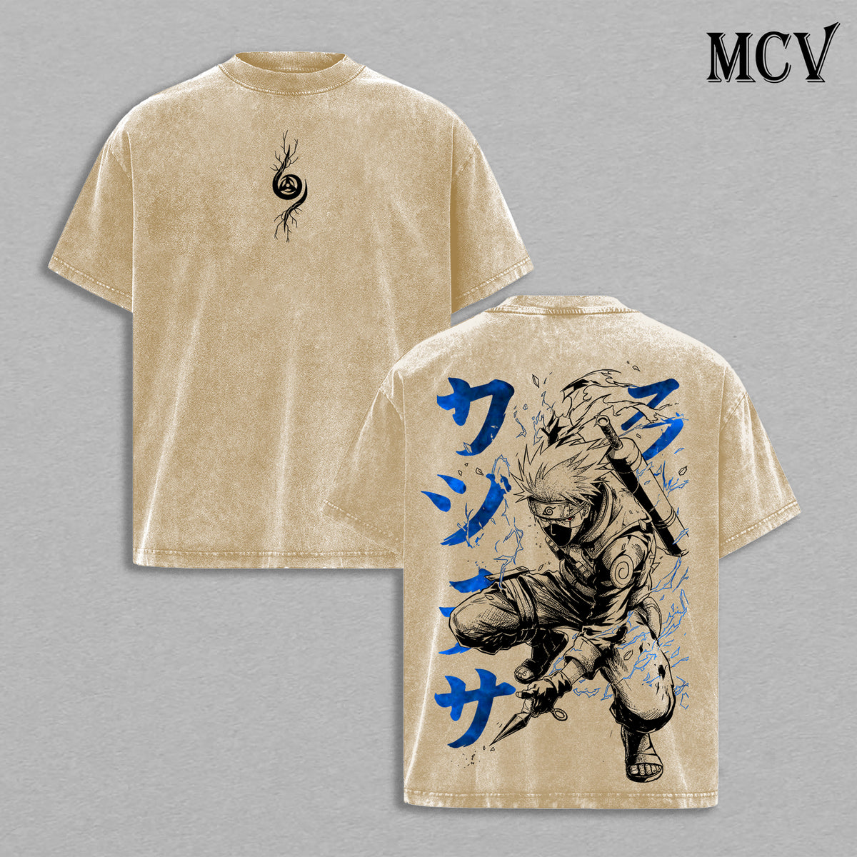 Kakashi Hatake - Naruto Anime Double Printed Vintage Washed Tee