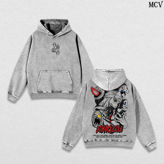 Kakuzu – Naruto Shippuden – Vintage Washed Heavyweight Cotton Hoodie Anime Streetwear (Copy)