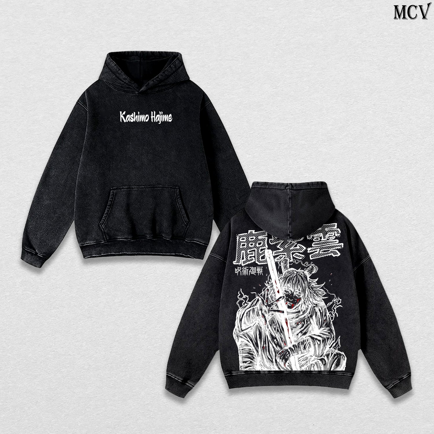 Hajime Kashimo – Jujutsu Kaisen – Vintage Washed Heavyweight Cotton Anime Graphic Hoodie Japanese Manga Streetwear Sweatshirt