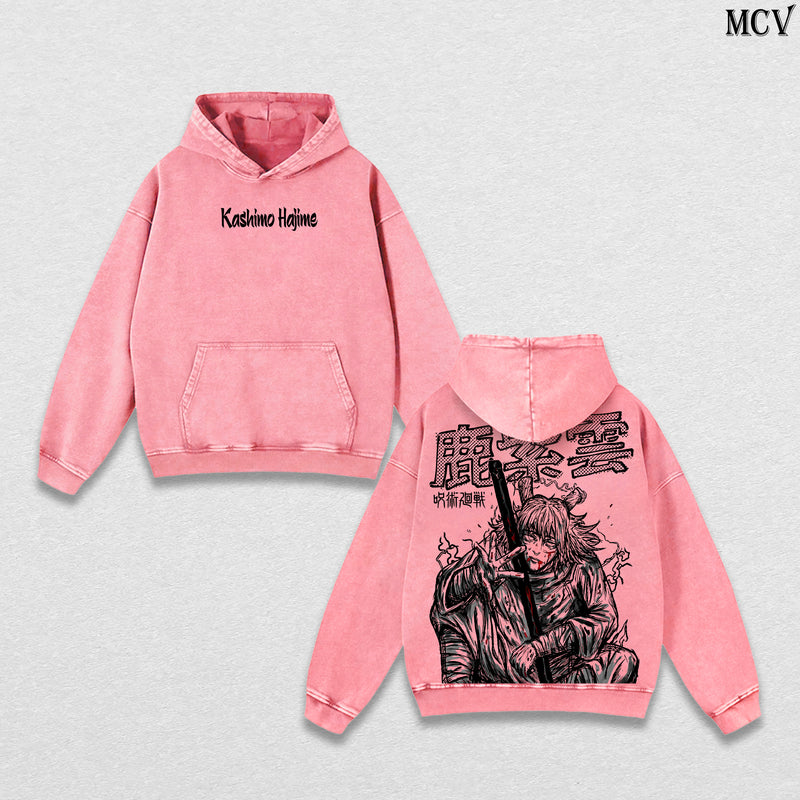 Hajime Kashimo – Jujutsu Kaisen – Vintage Washed Heavyweight Cotton Anime Graphic Hoodie Japanese Manga Streetwear Sweatshirt