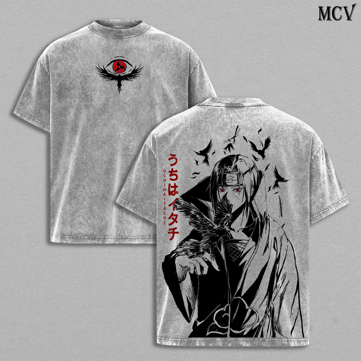 Mangekyo Sharingan Itachi – Naruto Shippuden Vintage Washed Anime Streetwear T-Shirt