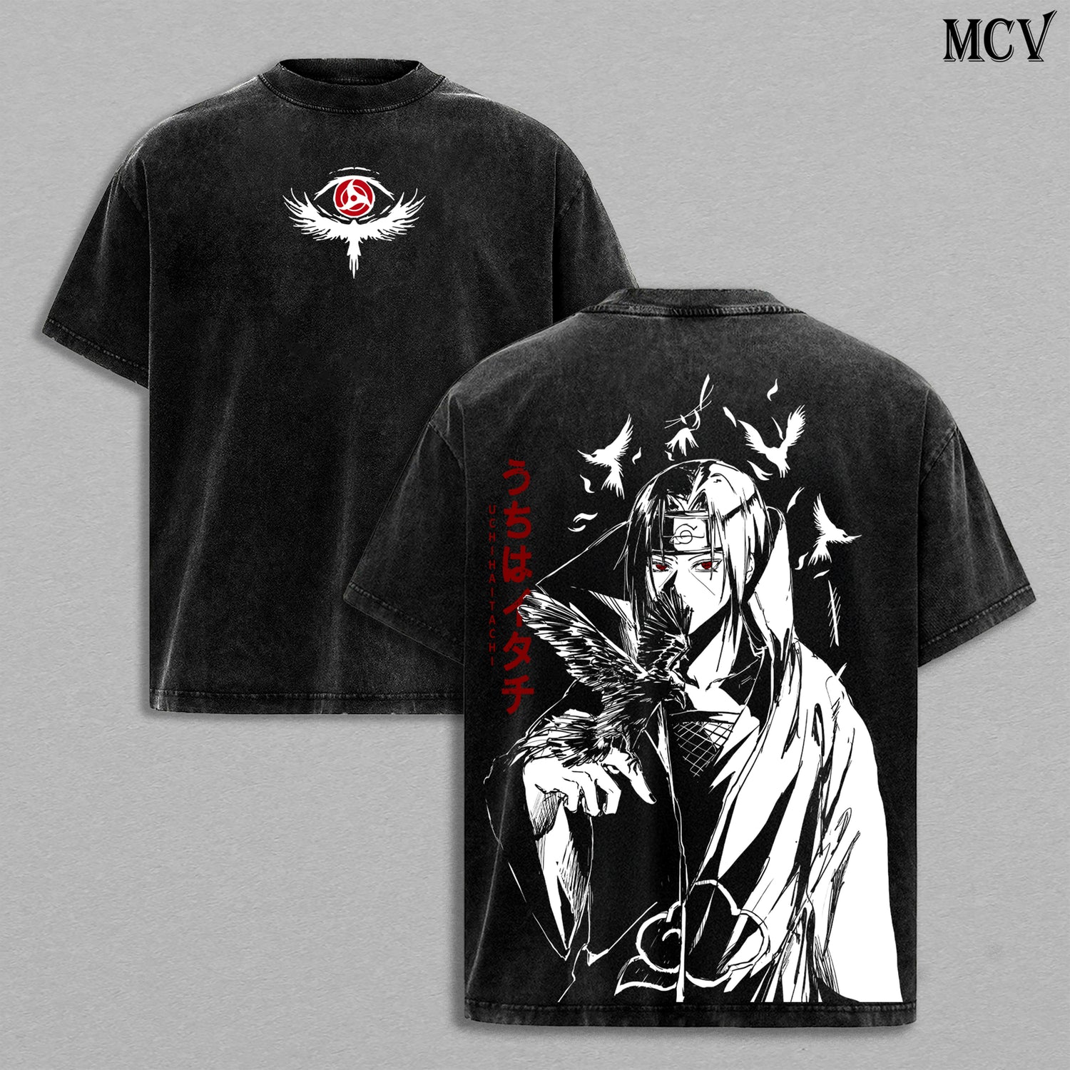 Mangekyo Sharingan Itachi – Naruto Shippuden Vintage Washed Anime Streetwear T-Shirt