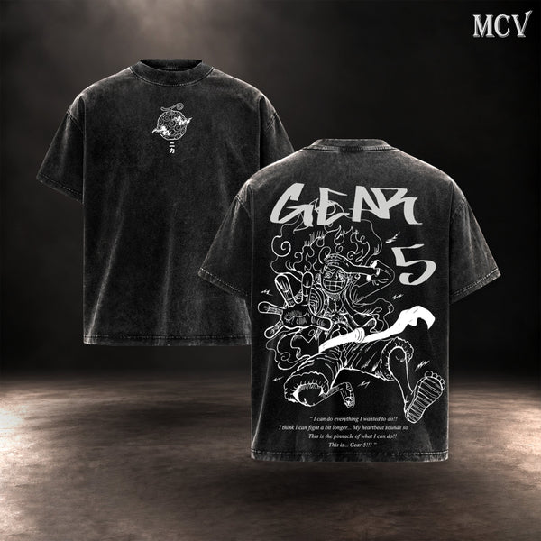 Monkey D. Luffy Gear 5 One Piece | Vintage Washed Tank Top, T-Shirt, Hoodie & Sweatshirt | Heavyweight Cotton Acid Wash Oversized Fit | Unisex Oversized