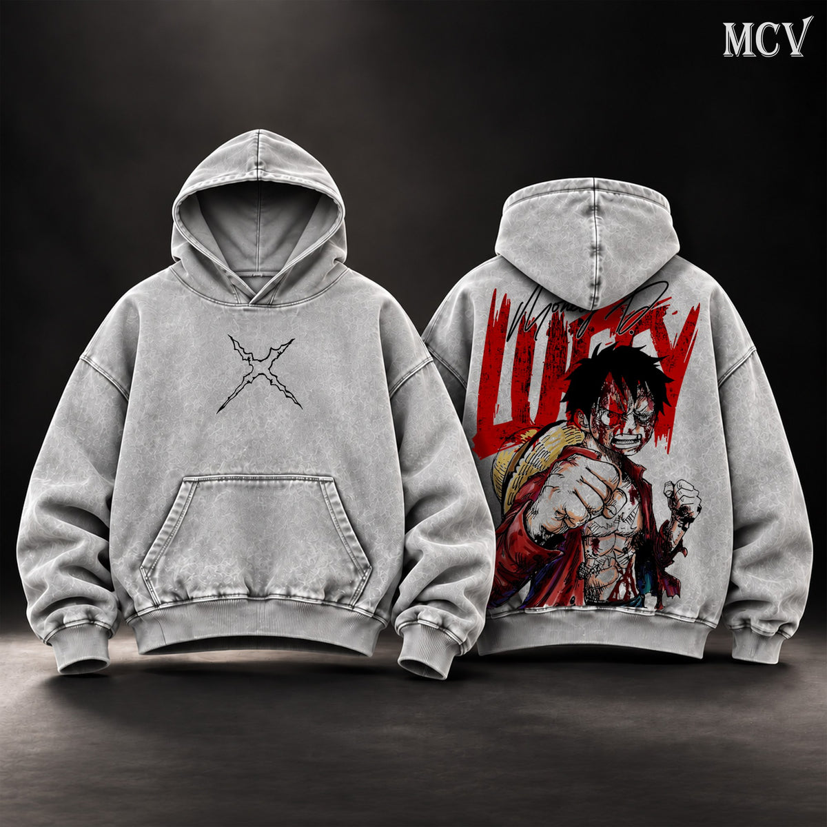 Monkey D. Luffy Straw Hat Hoodie - Gray