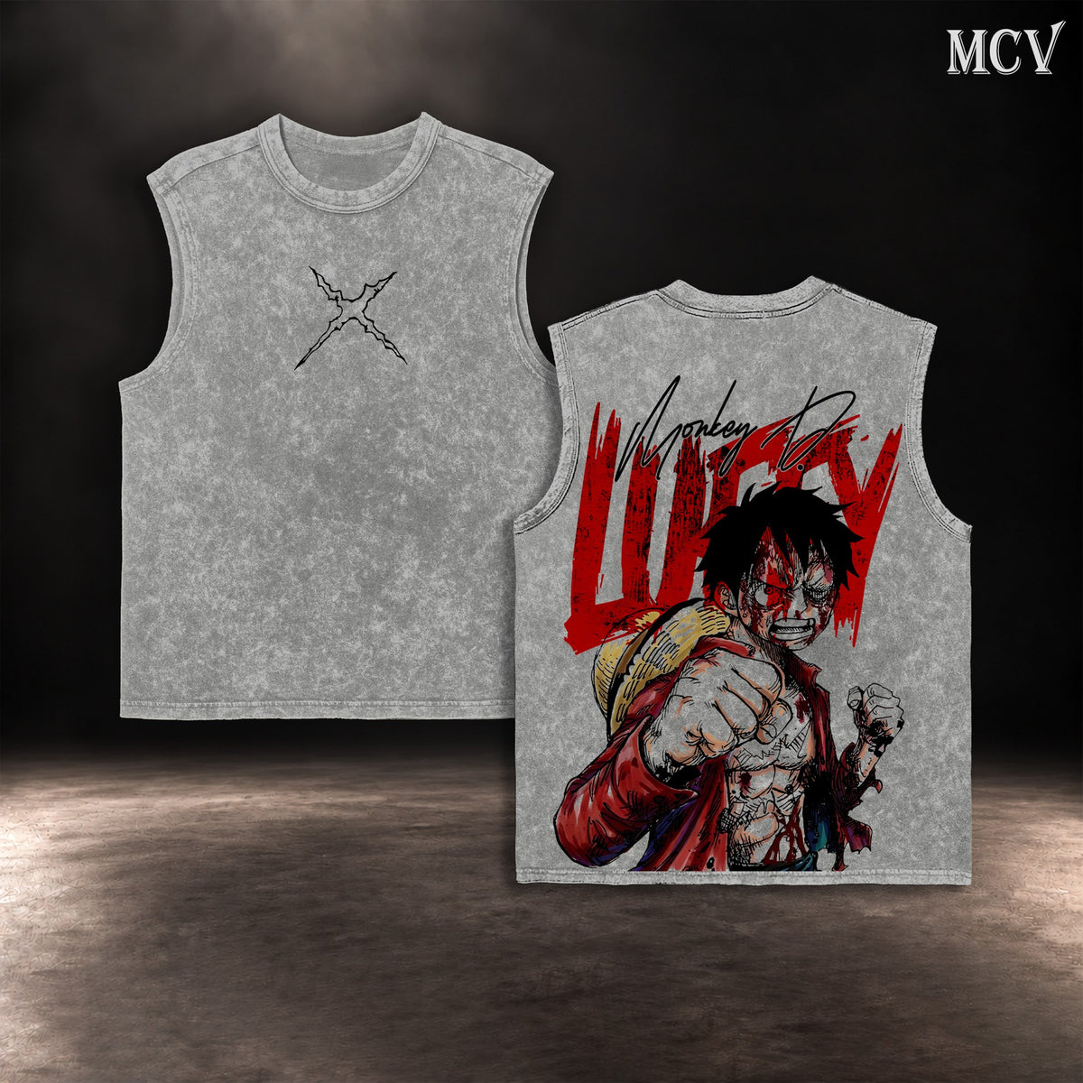 Monkey D. Luffy Straw Hat Tanktop - Gray