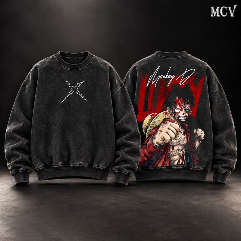 Monkey D. Luffy Straw Hat Sweatshirt - Black
