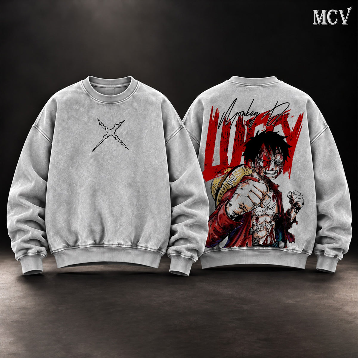 Monkey D. Luffy Straw Hat Sweatshirt - Gray