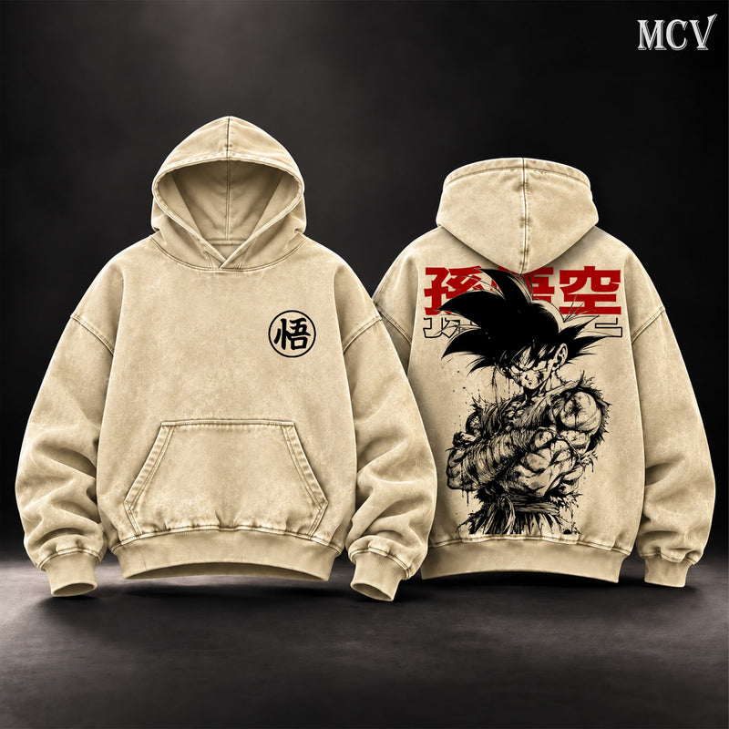 Son Goku Kanji Ink Hoodie - Apricot