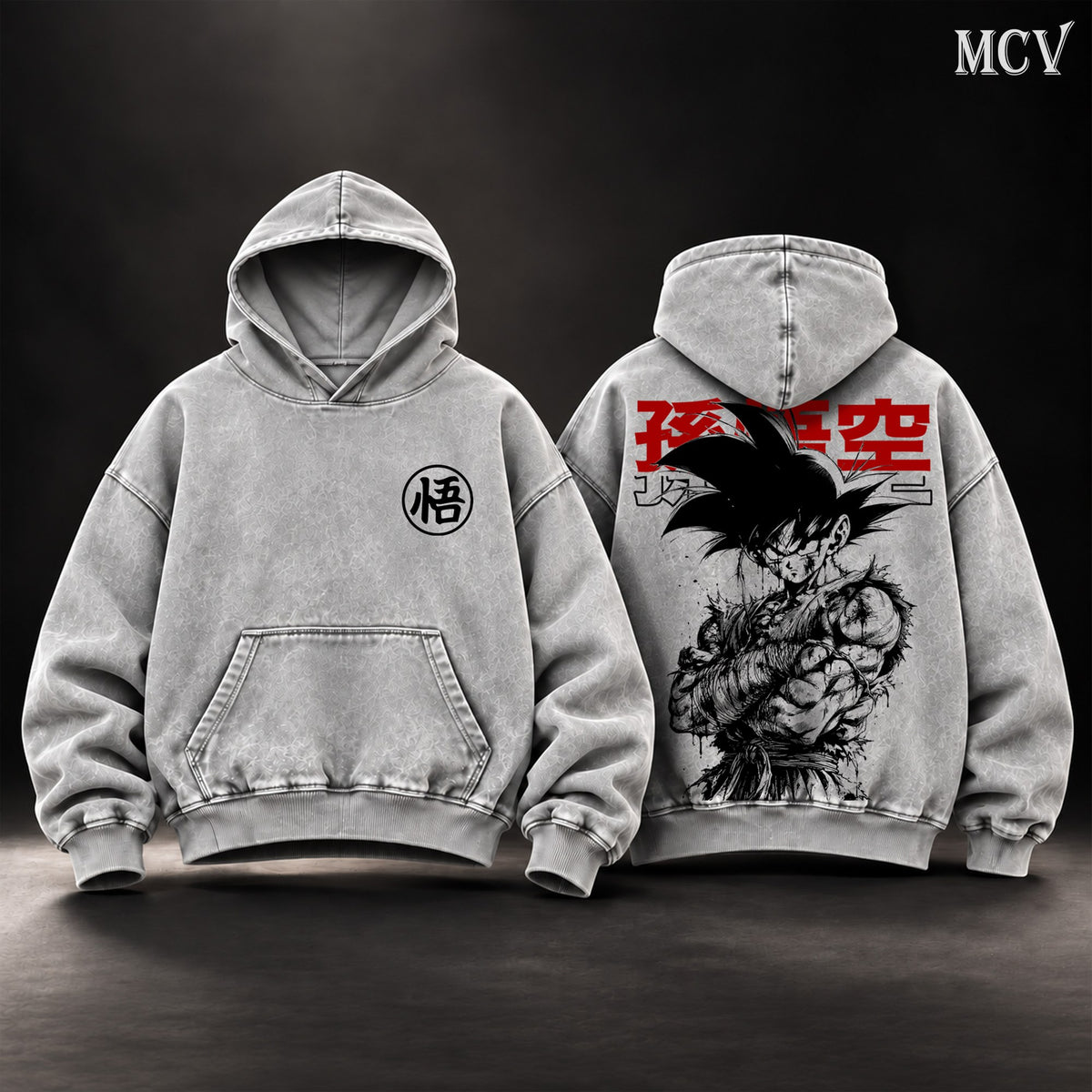 Son Goku Kanji Ink Hoodie - Gray