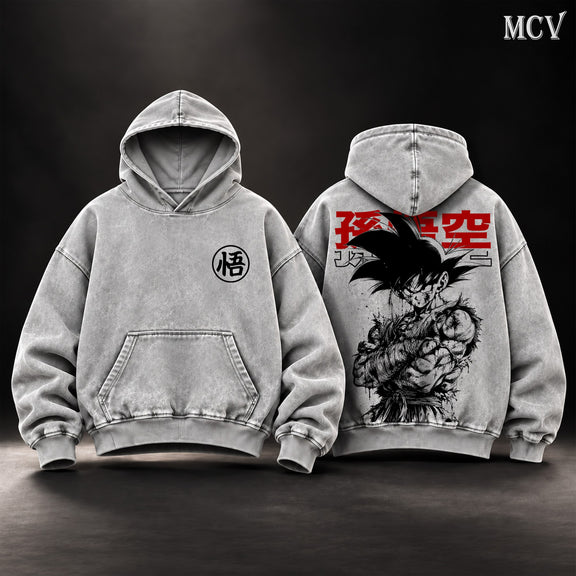 Son Goku Kanji Ink Hoodie - Gray