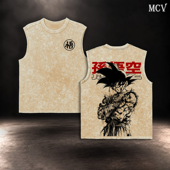 Son Goku Kanji Ink Tanktop - Apricot