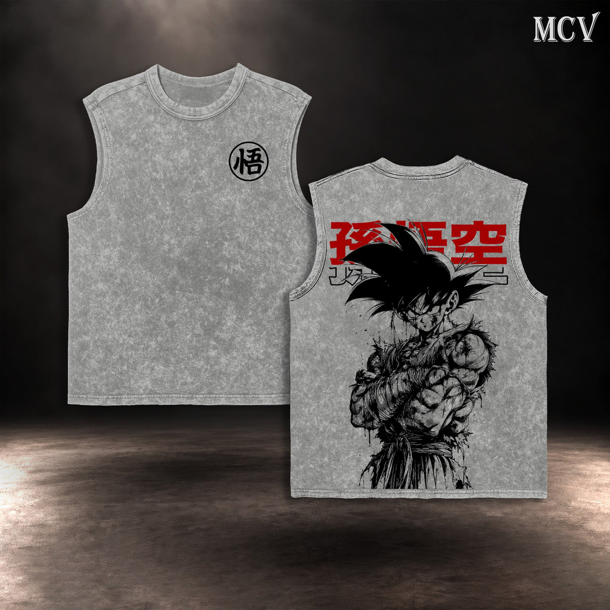 Son Goku Kanji Ink Tanktop - Gray