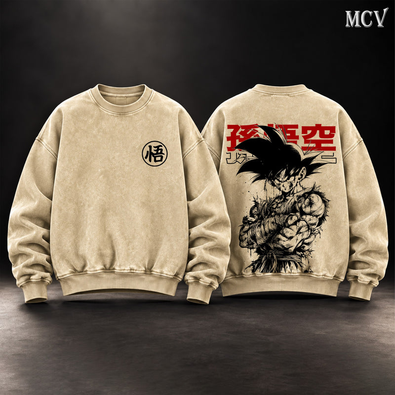 Son Goku Kanji Ink Sweatshirt - Apricot