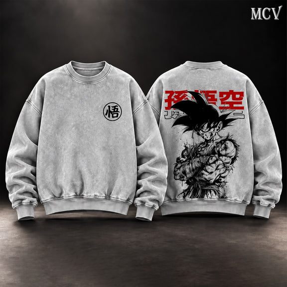Son Goku Kanji Ink Sweatshirt - Gray