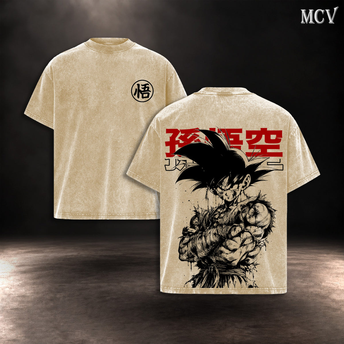 Son Goku Kanji Ink T-shirt - Apricot