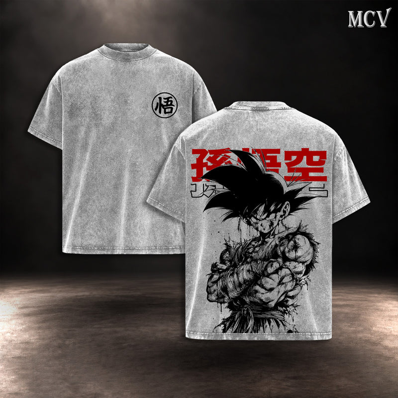 Son Goku Kanji Ink T-shirt - Gray