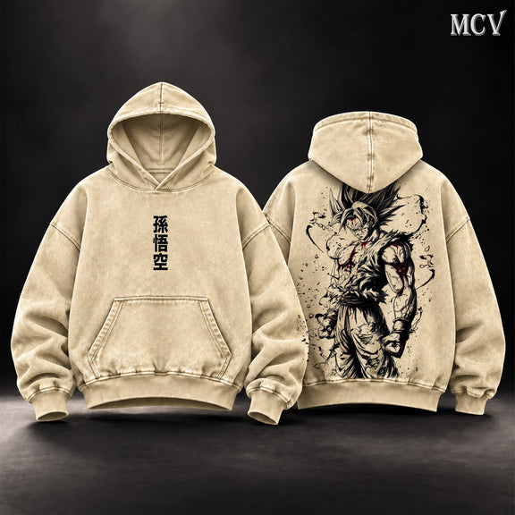 Goku Brush Ink Hoodie - Apricot