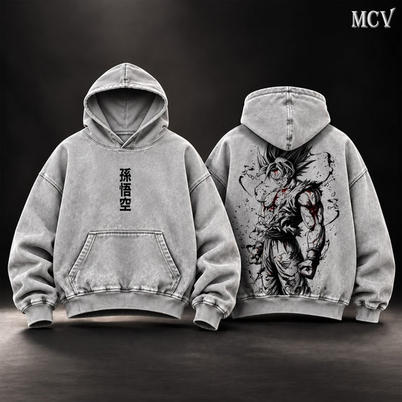 Goku Brush Ink Hoodie - Gray