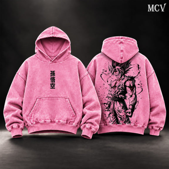 Goku Brush Ink Hoodie - Pink