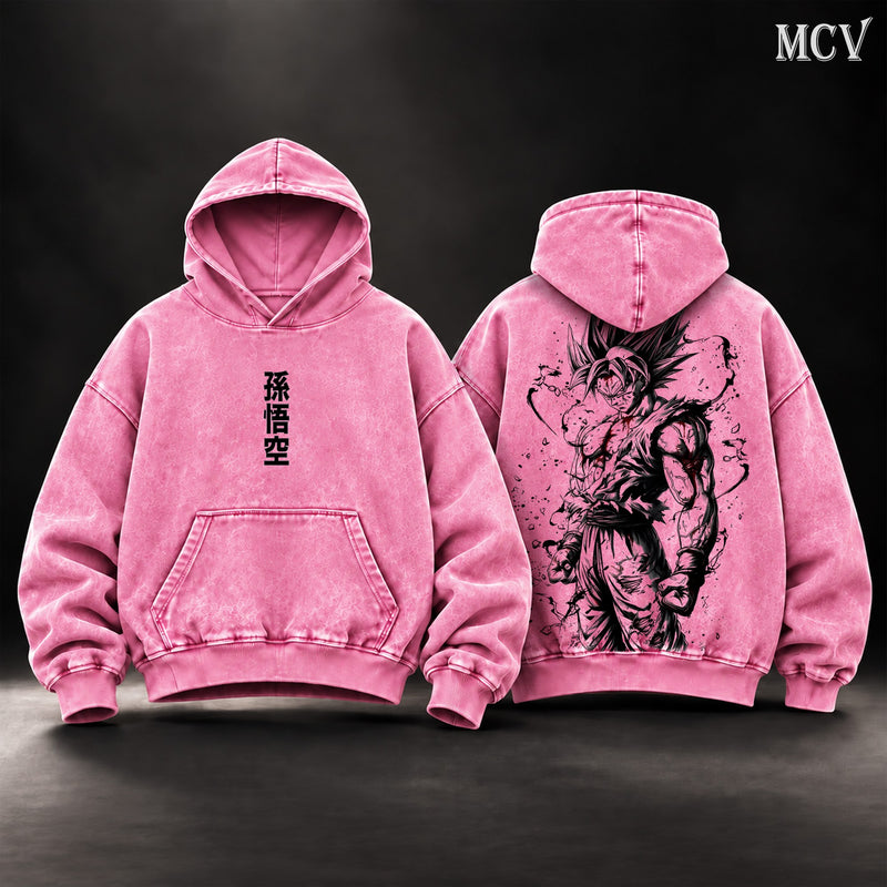 Goku Brush Ink Hoodie - Pink