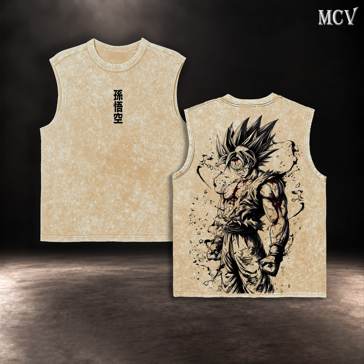 Goku Brush Ink Tanktop - Apricot