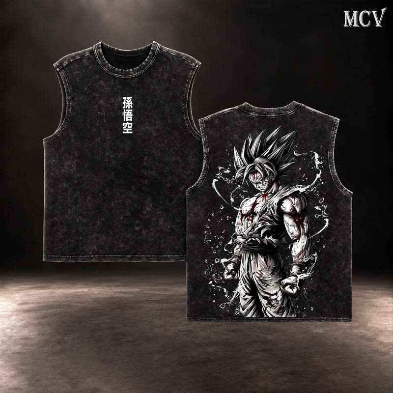 Goku Brush Ink Tanktop - Black