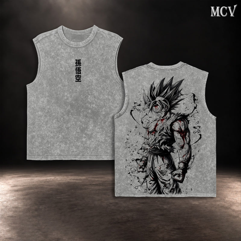 Goku Brush Ink Tanktop - Gray