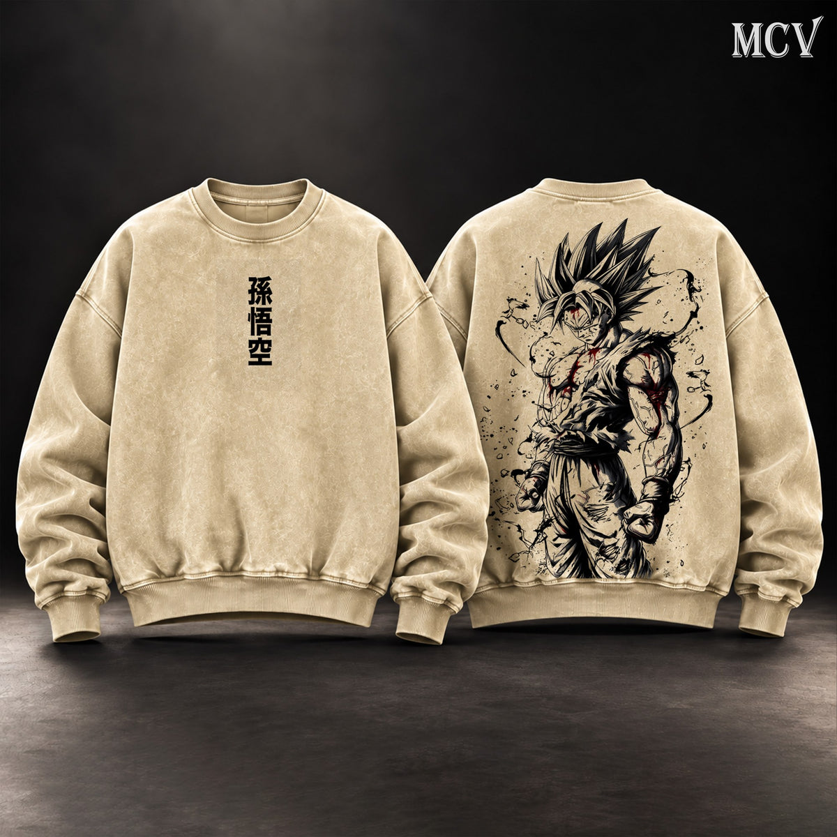 Goku Brush Ink Sweatshirt - Apricot