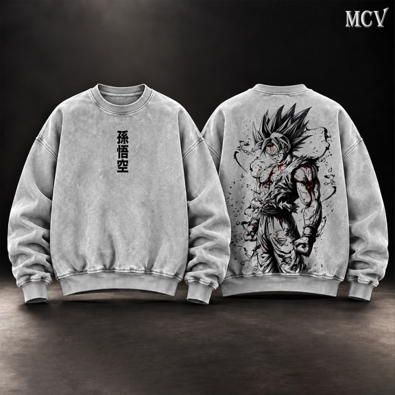 Goku Brush Ink Sweatshirt - Gray