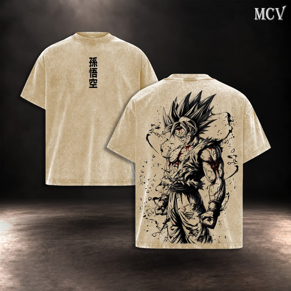 Goku Brush Ink T-shirt - Apricot