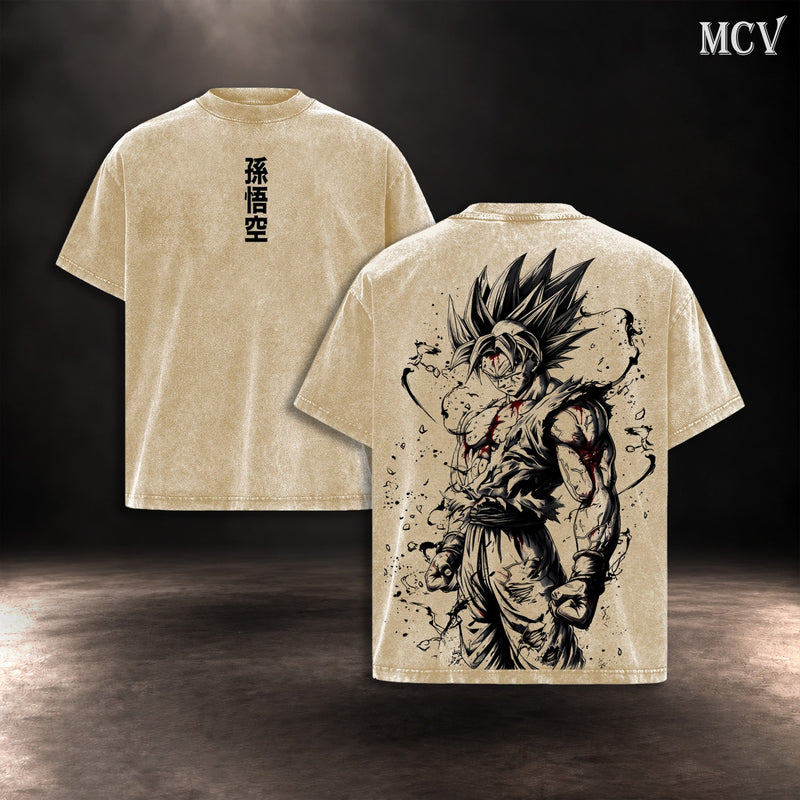 Goku Brush Ink T-shirt - Apricot