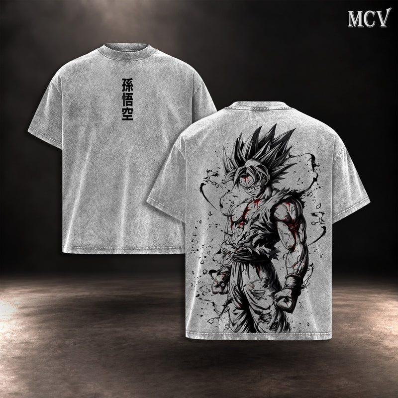 Goku Brush Ink T-shirt - Gray
