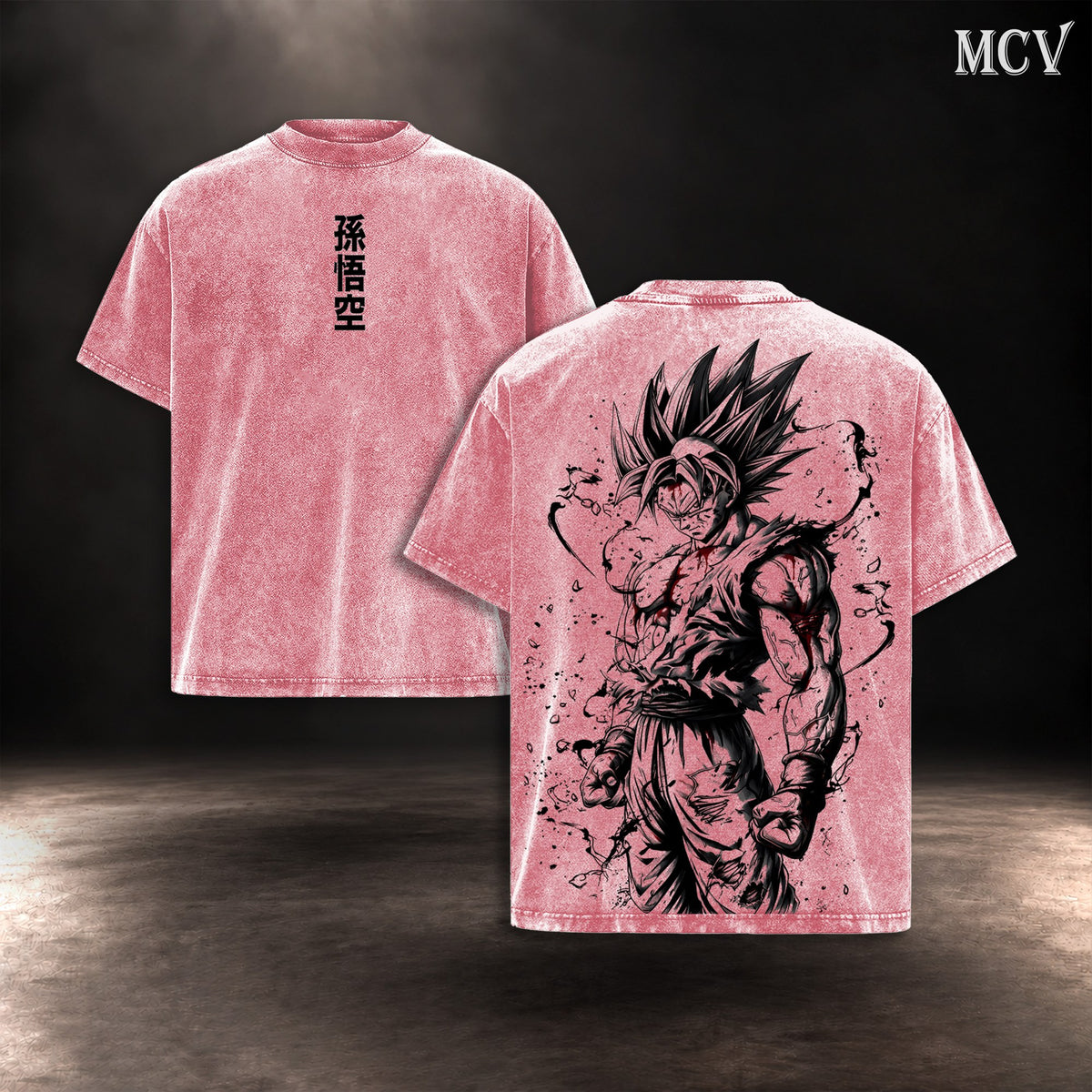 Goku Brush Ink T-shirt - Pink