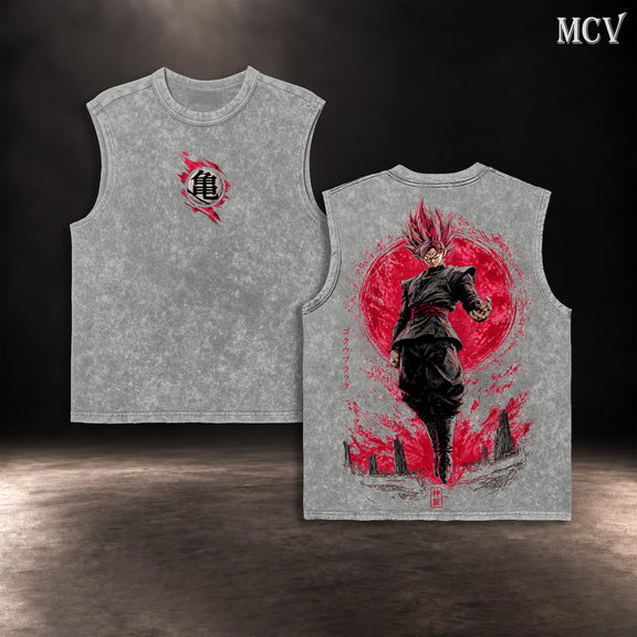 Goku Black Rose Blood Moon Tanktop - Gray