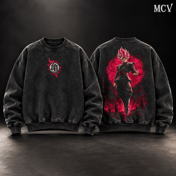 Goku Black Rose Blood Moon Sweatshirt - Black