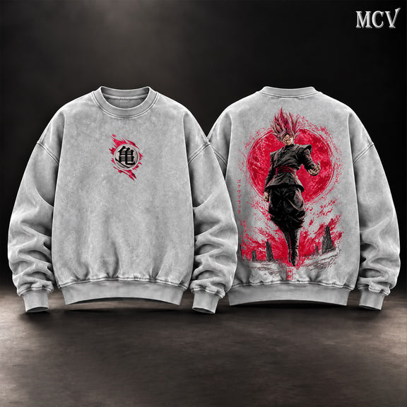 Goku Black Rose Blood Moon Sweatshirt - Gray
