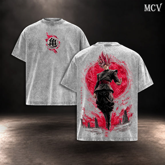 Goku Black Rose Blood Moon T-shirt - Gray