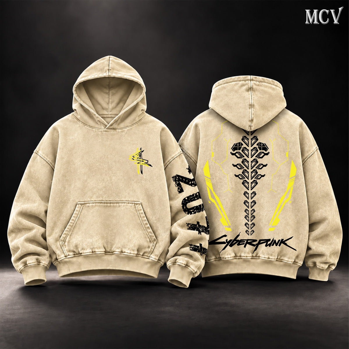 Cyberpunk 2077 Sandevistan Hoodie - Apricot