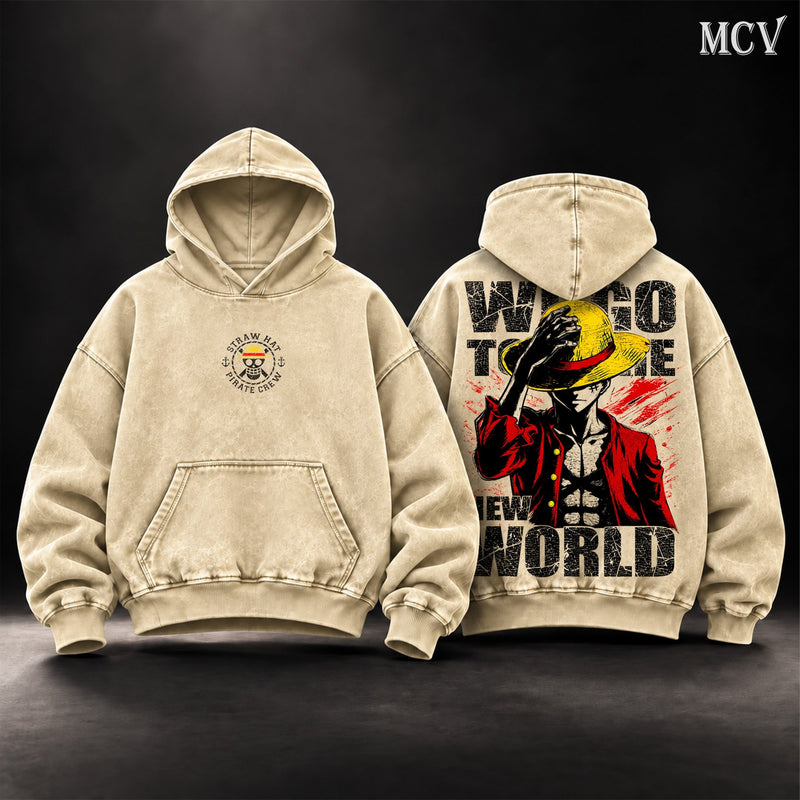 Luffy We Go To The New World Hoodie - Apricot