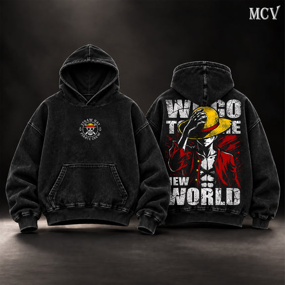 Luffy We Go To The New World Hoodie - Black