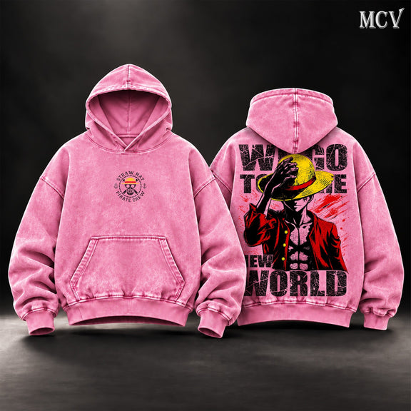Luffy We Go To The New World Hoodie - Pink
