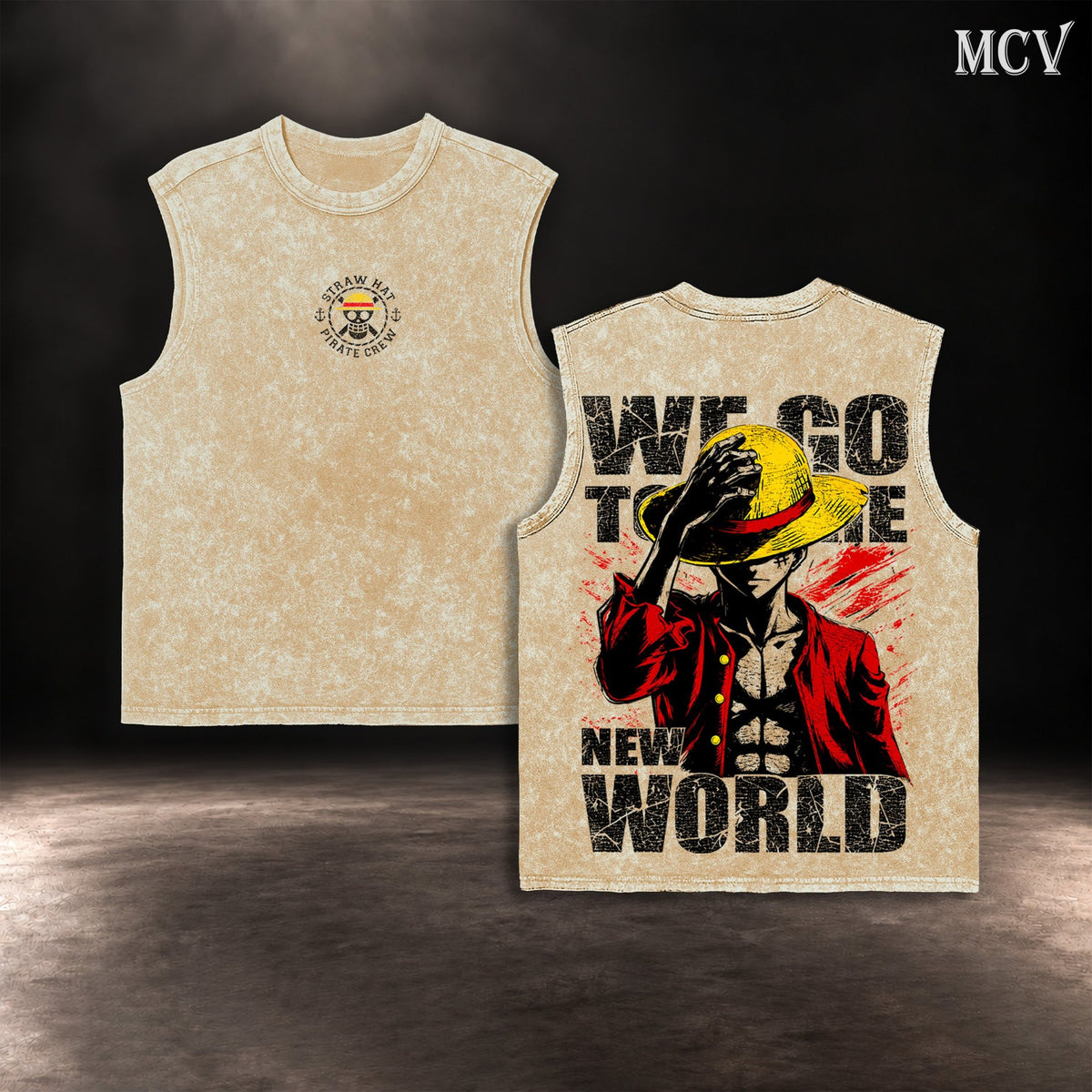 Luffy We Go To The New World Tanktop - Apricot