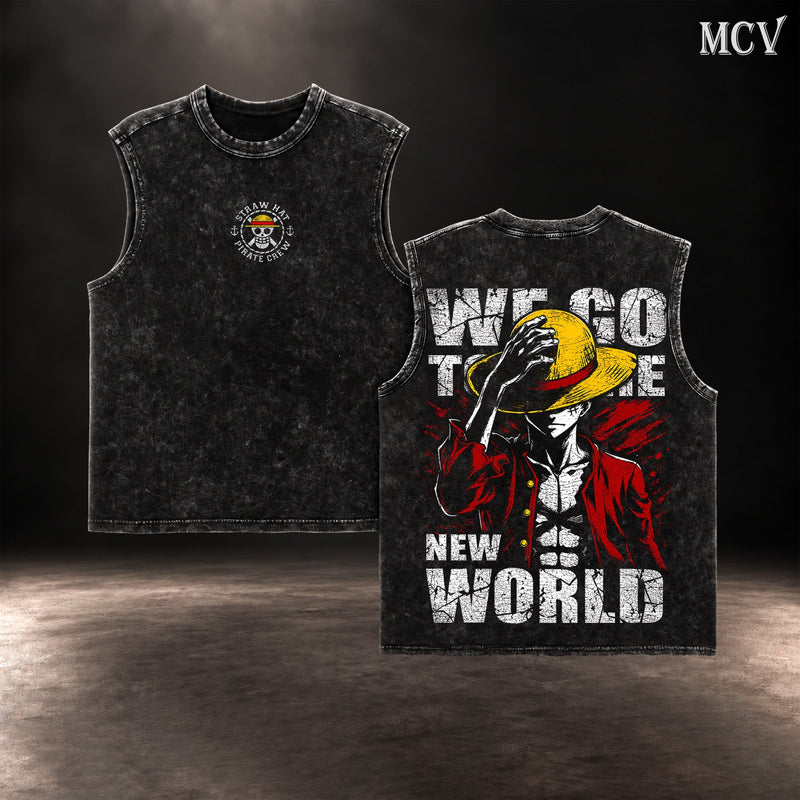Luffy We Go To The New World Tanktop - Black