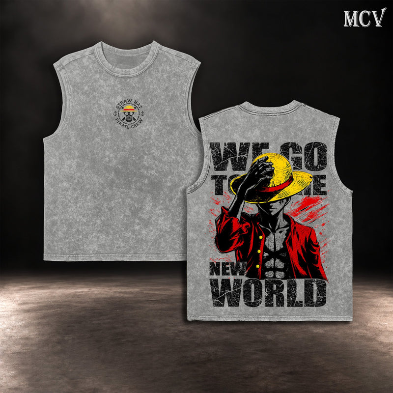 Luffy We Go To The New World Tanktop - Gray