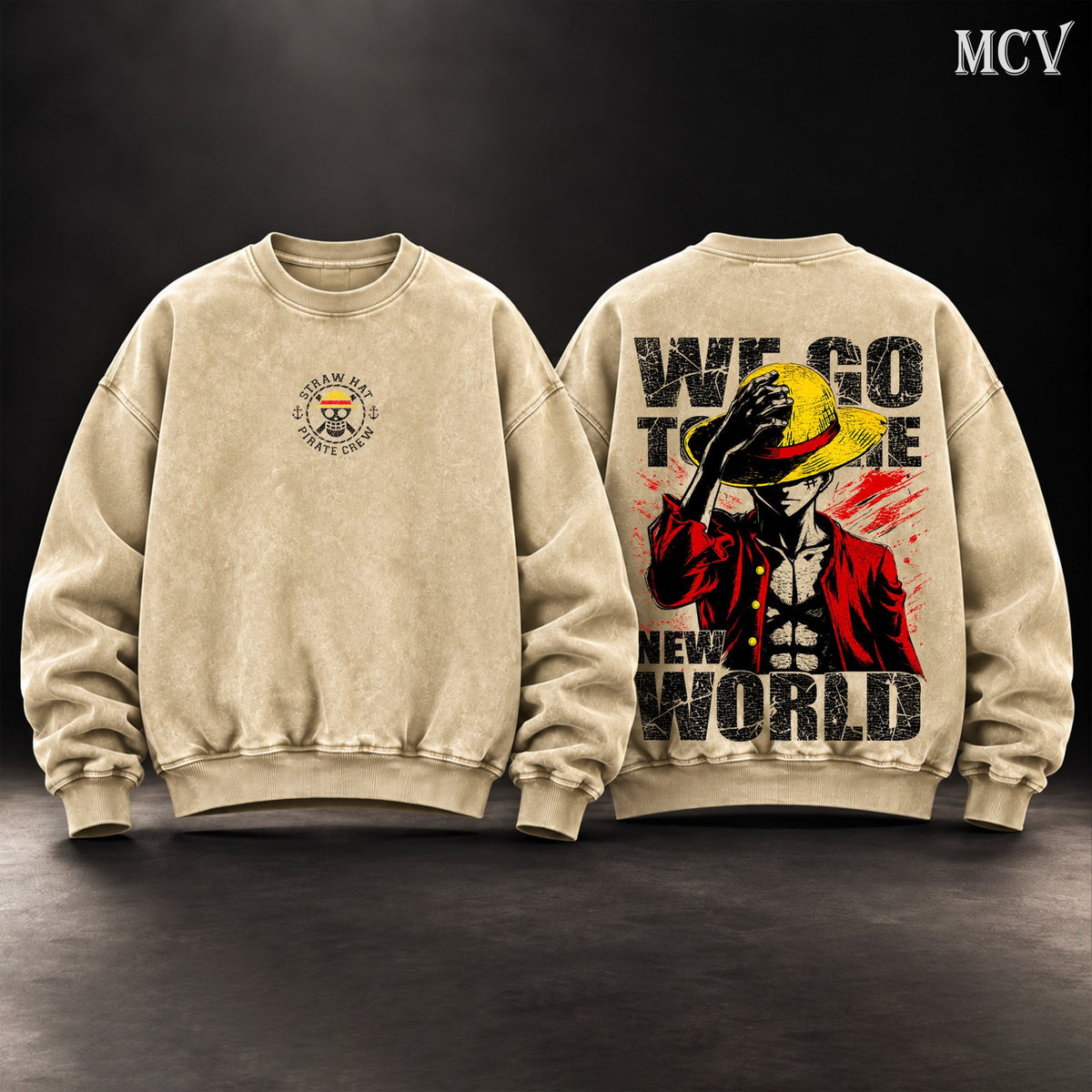 Luffy We Go To The New World Sweatshirt - Apricot