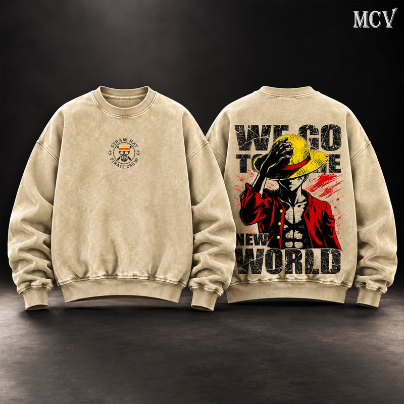 Luffy We Go To The New World Sweatshirt - Apricot