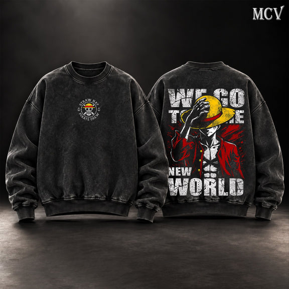 Luffy We Go To The New World Sweatshirt - Black