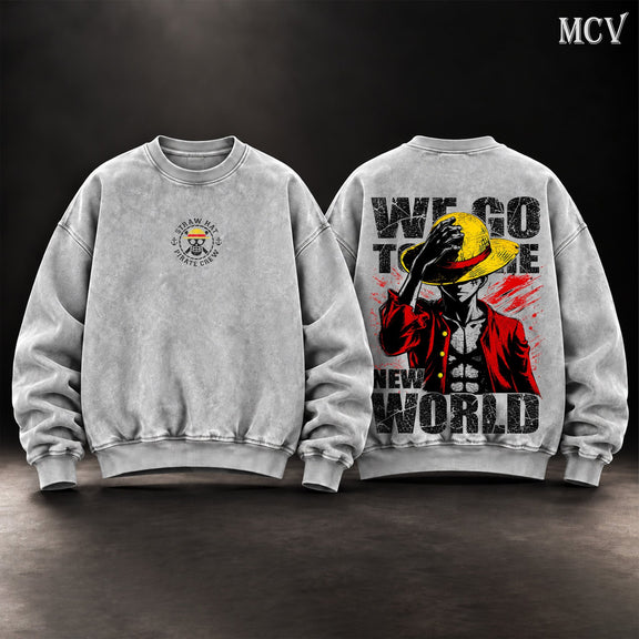 Luffy We Go To The New World Sweatshirt - Gray