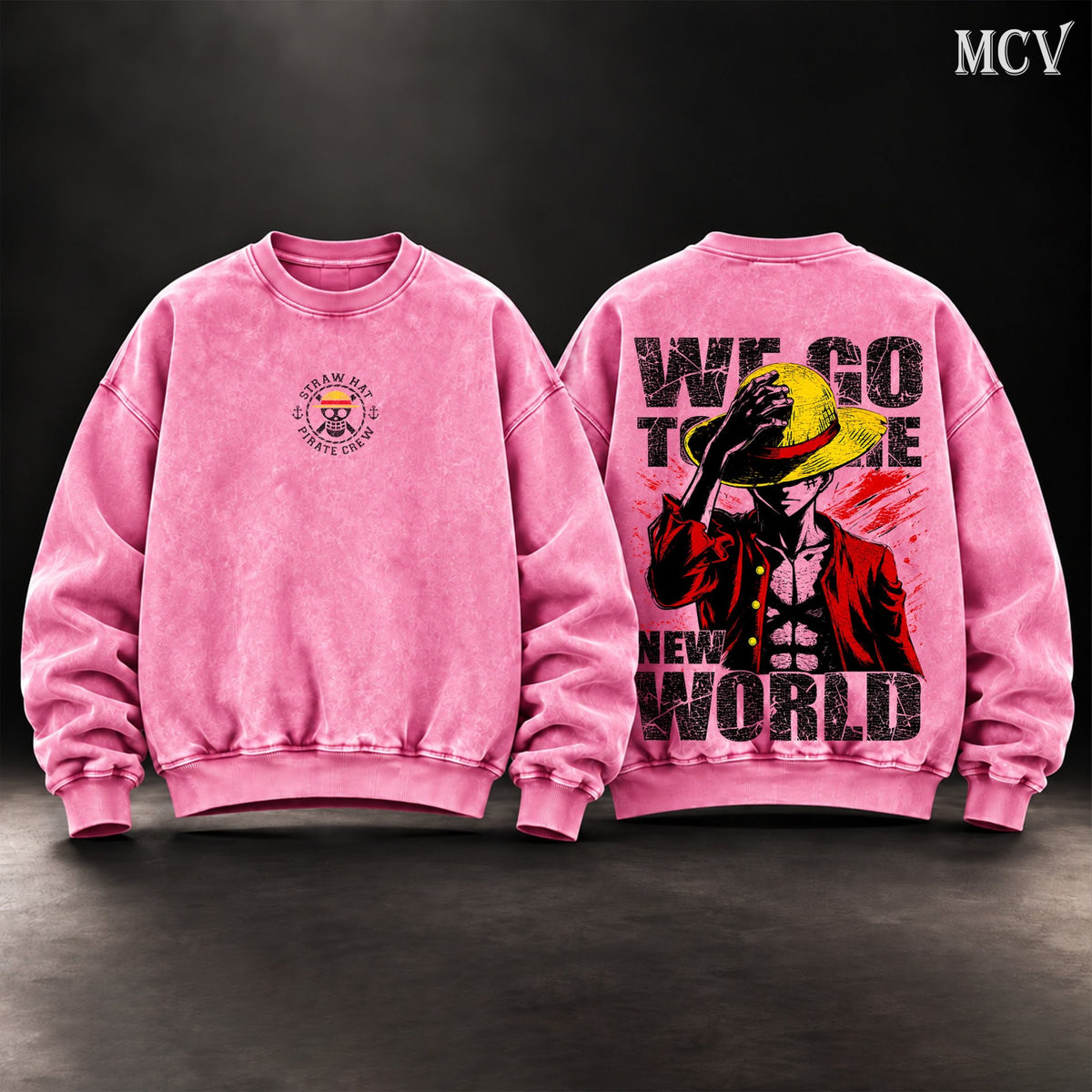 Luffy We Go To The New World Sweatshirt - Pink