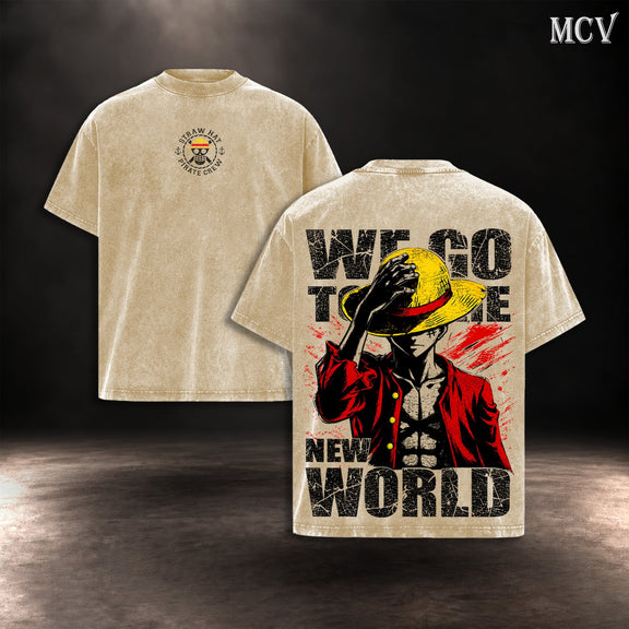 Luffy We Go To The New World T-shirt - Apricot